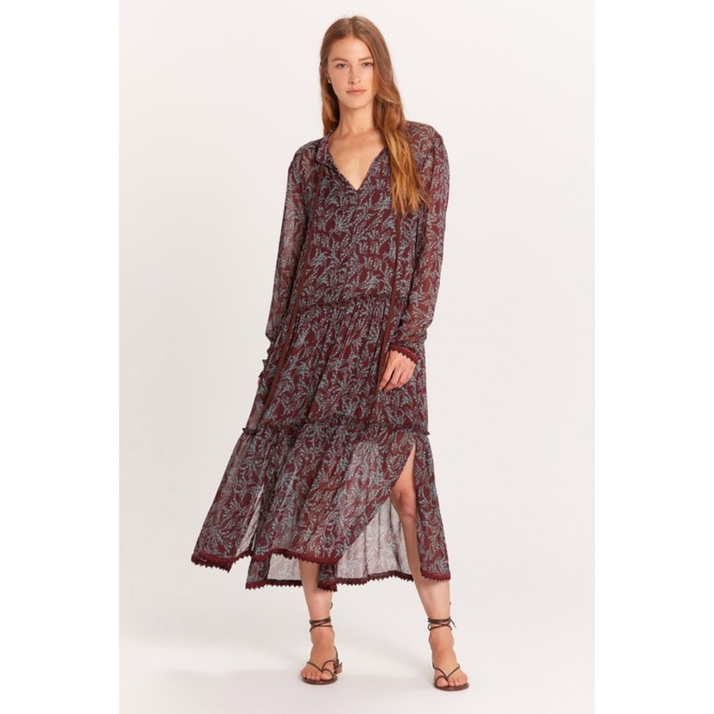Olivaceous Printed Peasant Dress
